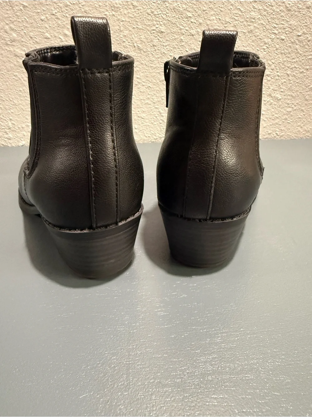 Old Navy - Girl’s Black Leather Ankle Booties - Slip-On
